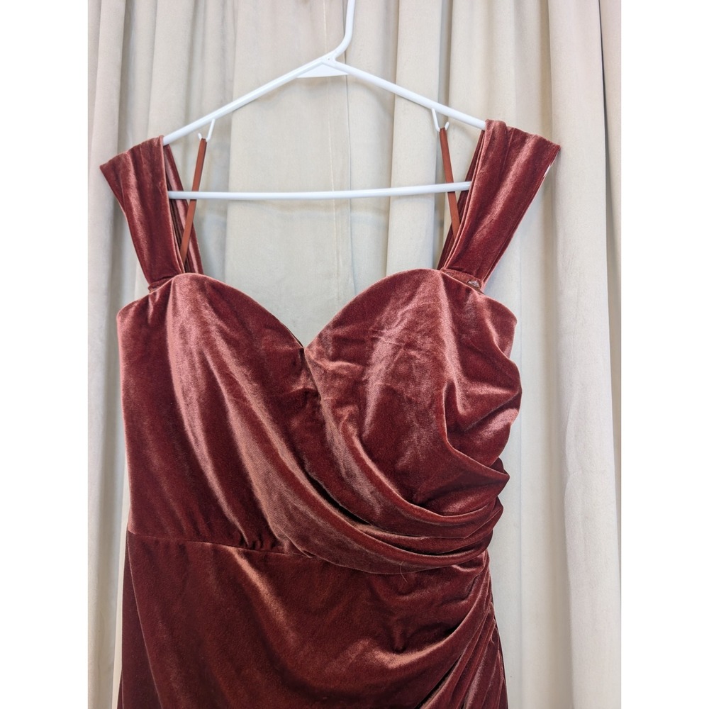 Womens Revelry Terracotta Velvet Gown 10 Excellent Draped Sweetheart Maxi Dress